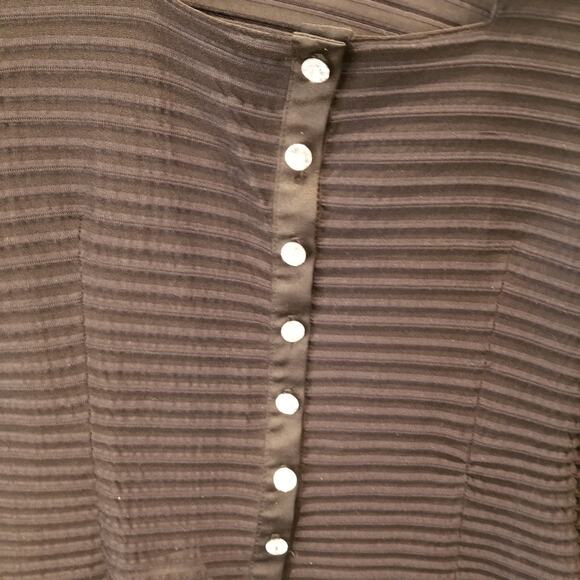 Formal Sheer Black Stretch Button Top Wide Lapels Holiday Party Cruise Plus Sz1X - Picture 3 of 12
